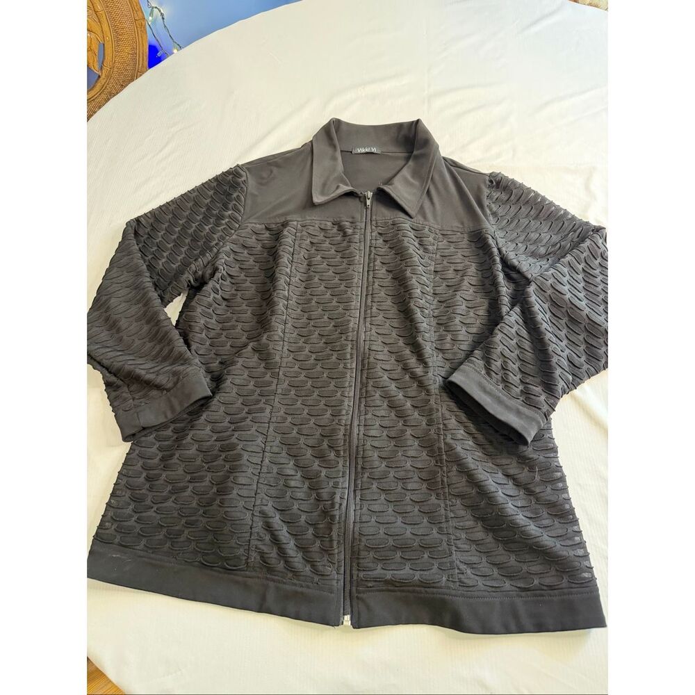 Vikki Vi Women’s Black Polyester Jacket Plus Size 1X